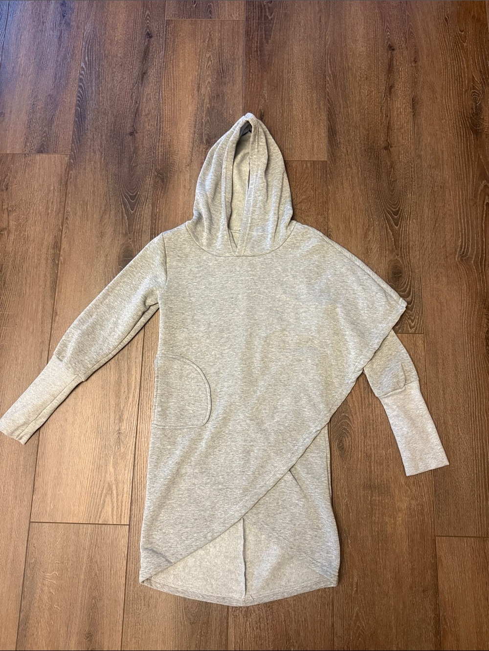 Women's Asymmetrical Hooded Sweater Dress - Light Gray